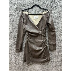 Nanushka Brown Moha faux-leather Mini Dress